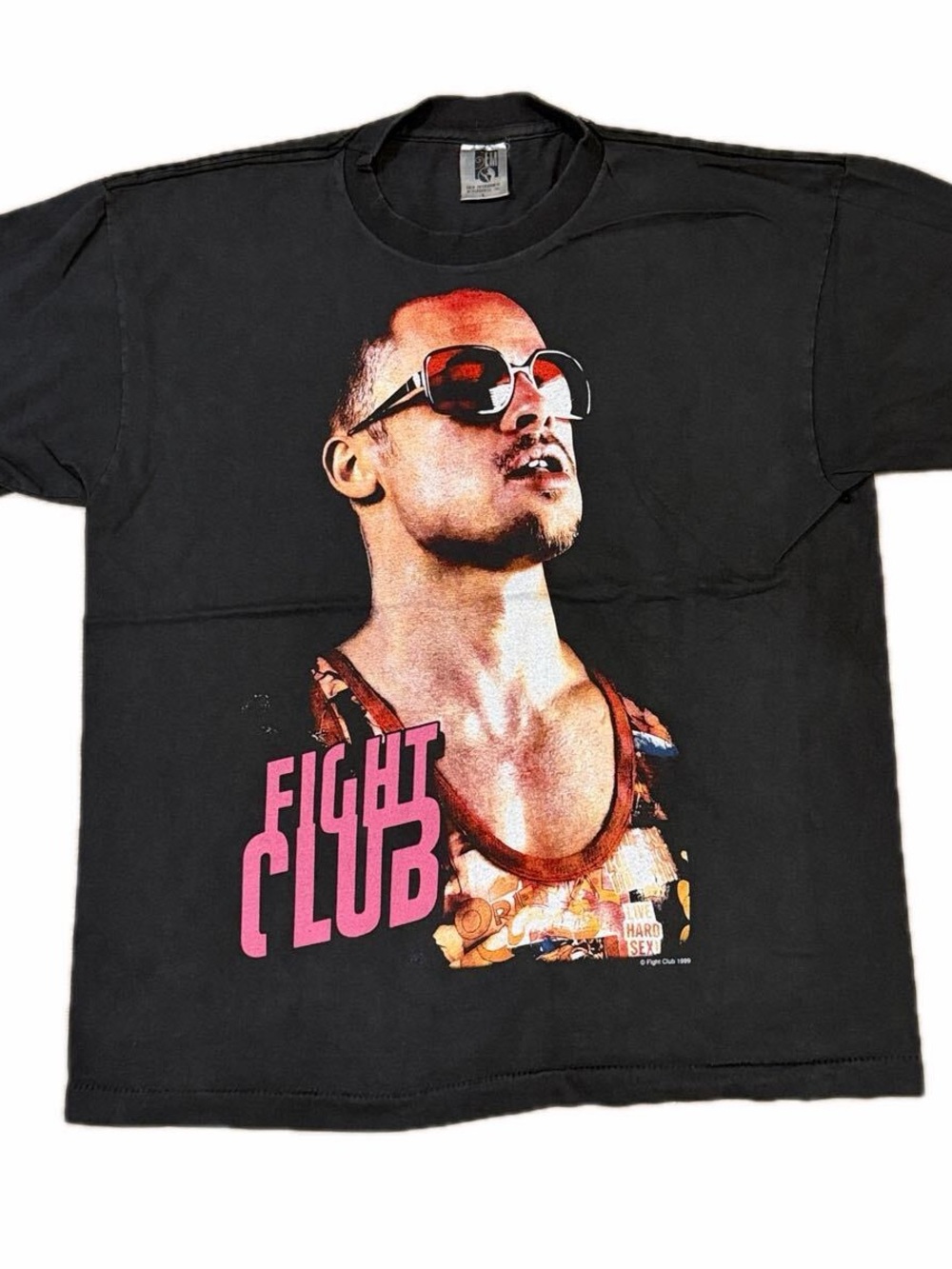 Men's Black Fight Club Graphic Tee with Pink Print